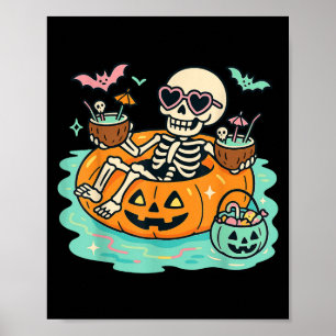 Póster Esqueleto veraniego en la piscina de flotación de
