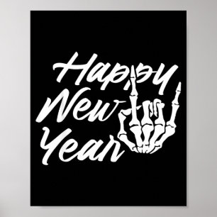 Póster Esqueleto Vintage Feliz Nochevieja