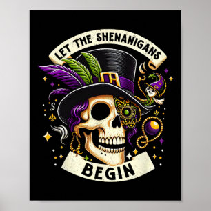 Póster Esqueleto Vintage Que Los Shenanigans Empiecen Mar