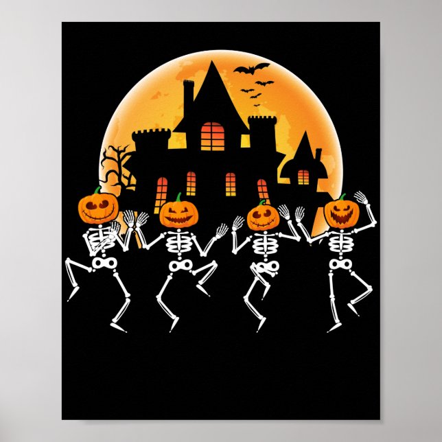 Póster Esqueletos bailarines Dance Challenge Halloween Sc (Frente)