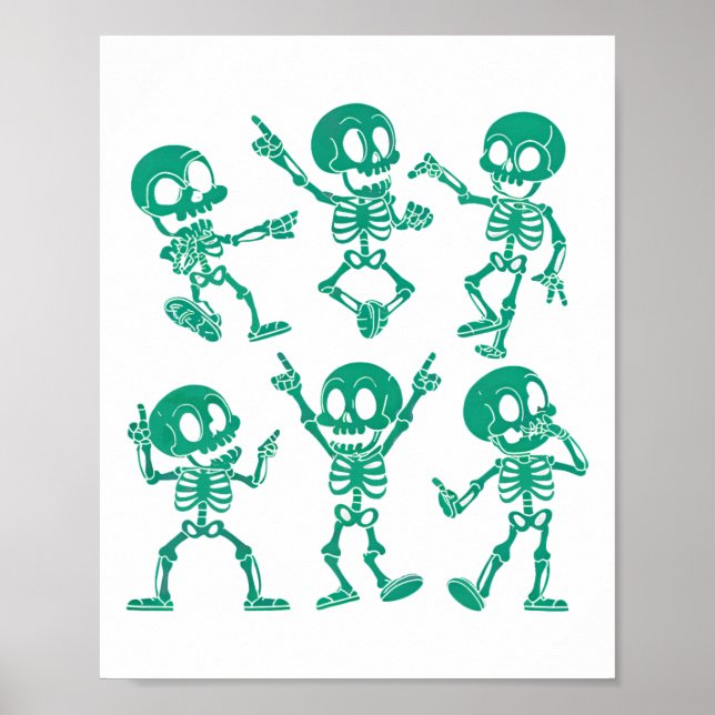 Póster Esqueletos bailarines Dance Challenge Niños Chicas (Frente)