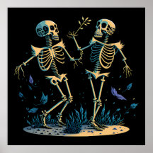 Esqueletos bailarines fantasmagóricos clásicos neg