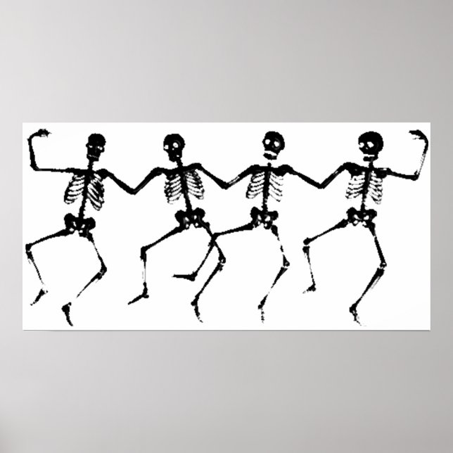 Póster Esqueletos danzantes (blanco negro) (Frente)