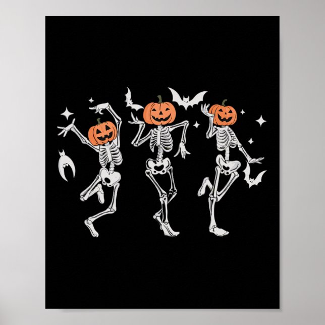 Póster Esqueletos danzantes - Fiesta de danza de Hallowee (Frente)