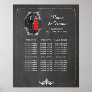 Póster Esqueletos de cráneo Plano de tabla Boda Asiento P