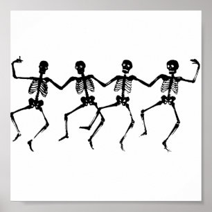 Póster Esqueletos de Halloween bailando