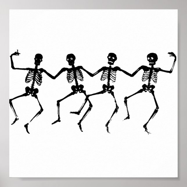 Póster Esqueletos de Halloween bailando (Frente)