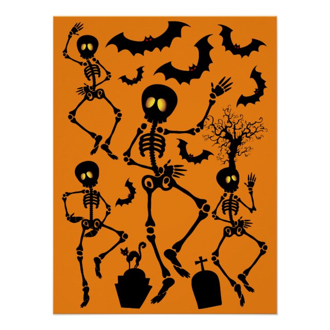 Póster Esqueletos de Halloween Danza macabra (Anverso)