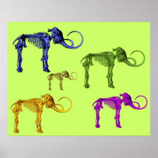 Póster Esqueletos de mamut multicolores