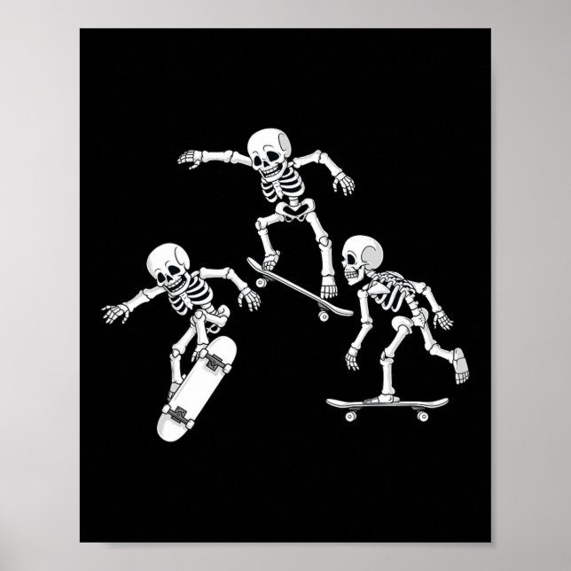 Póster Esqueletos de monopatín chicos de patineta de Hall (Frente)