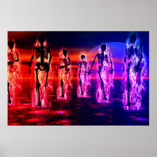 Póster esqueletos, en multicolor oscuro
