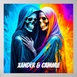 Póster Esqueletos envueltos en un arcoiris personalizado