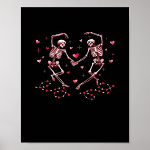 Póster Esqueletos Manos Manos Manos Día de San Valentín D
