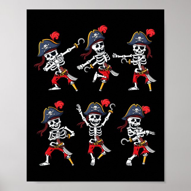 Póster Esqueletos piratas bailando niños niños del desafí (Frente)