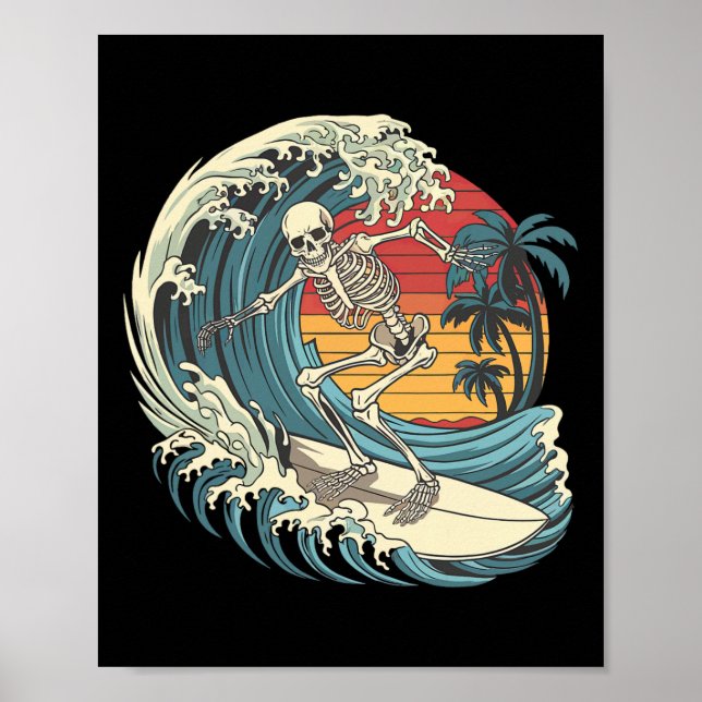 Póster Esqueletos sobre olas _1  (Frente)