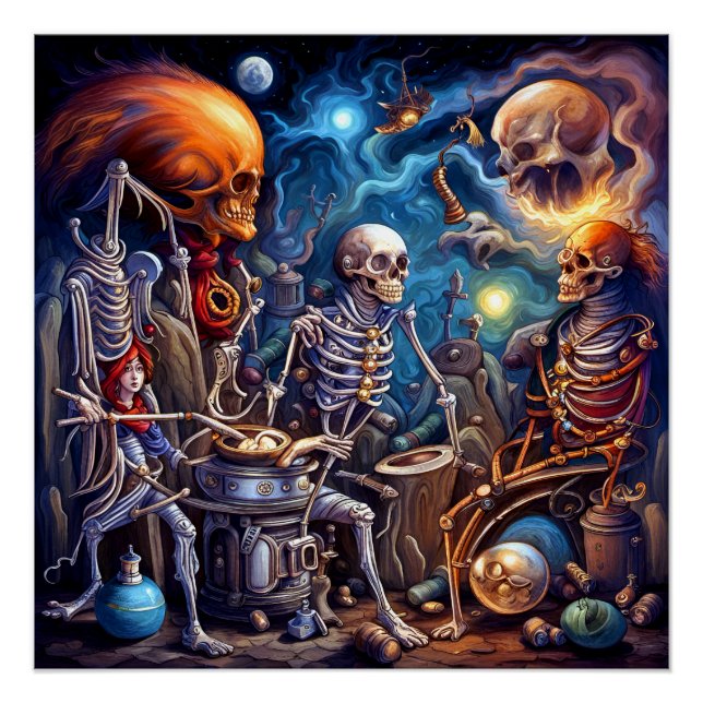 Póster Esqueletos surrealistas II (Anverso)