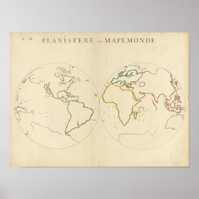 Póster Esquema 2 del Mapa Mundial (Frente)
