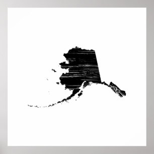 Póster Esquema apenado del estado de Alaska