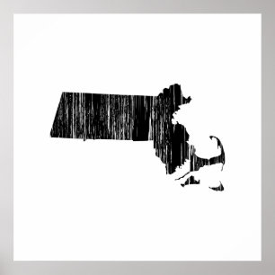 Póster Esquema apenado del estado de Massachusetts