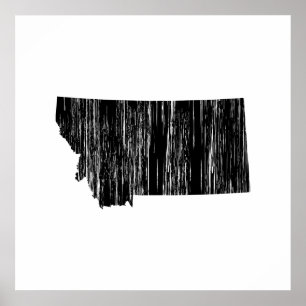 Póster Esquema apenado del estado de Montana