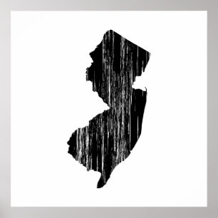 Póster Esquema apenado del estado de New Jersey