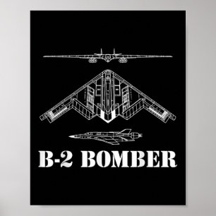 Póster Esquema de Avión Bombardero B-2 Militar Stealth Bo