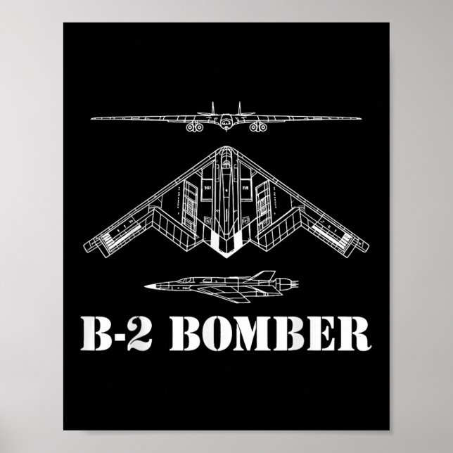 Póster Esquema de Avión Bombardero B-2 Militar Stealth Bo (Frente)
