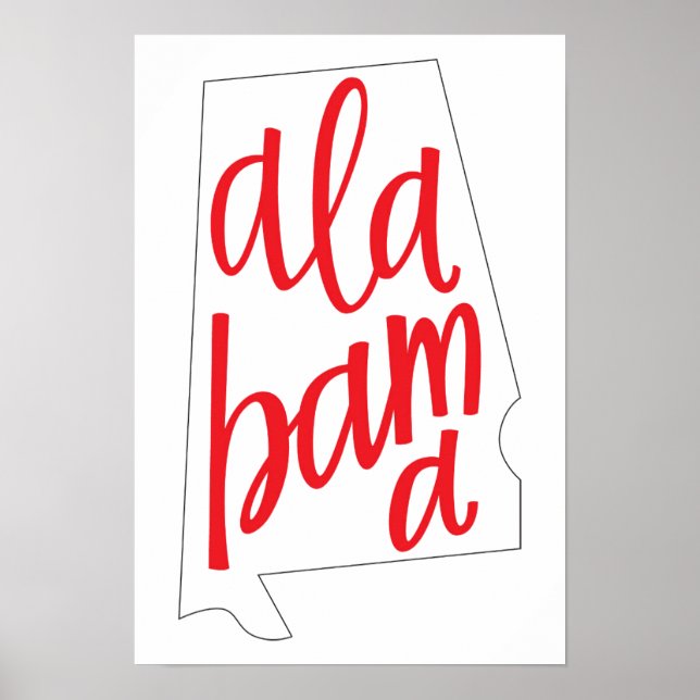 Póster Esquema de estado de Alabama (Frente)
