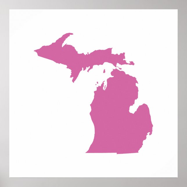 Póster Esquema de estado de Michigan (Frente)