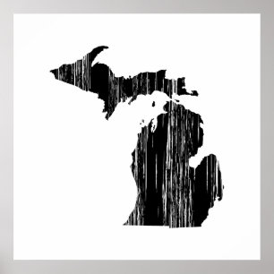 Póster Esquema de estado de Michigan con problemas