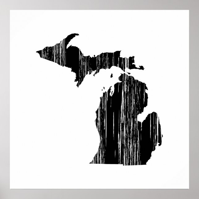 Póster Esquema de estado de Michigan con problemas (Frente)