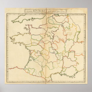 Póster Esquema de los ríos de Francia