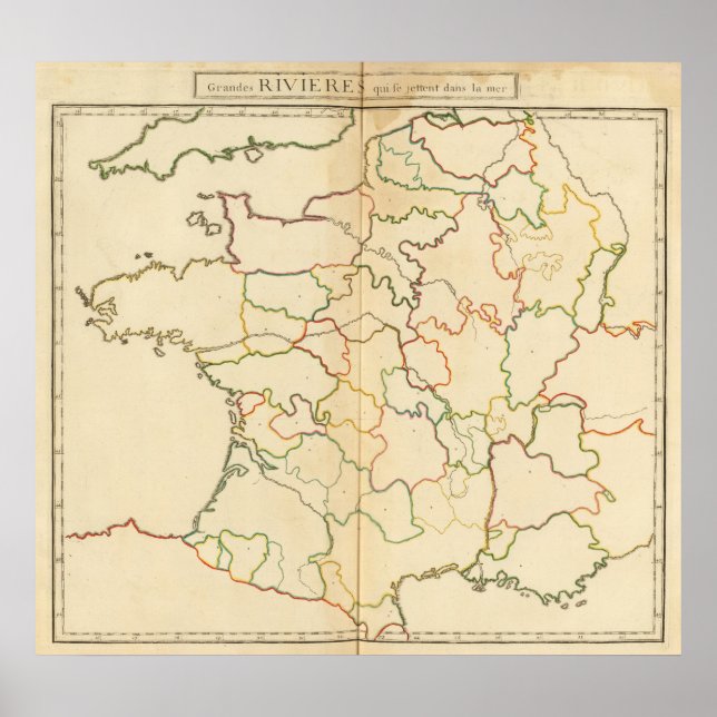 Póster Esquema de los ríos de Francia (Frente)