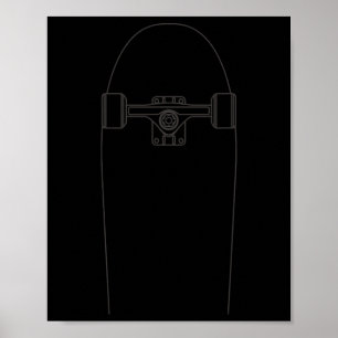 Póster Esquema de monopatín - Patinador en monopatín Vint