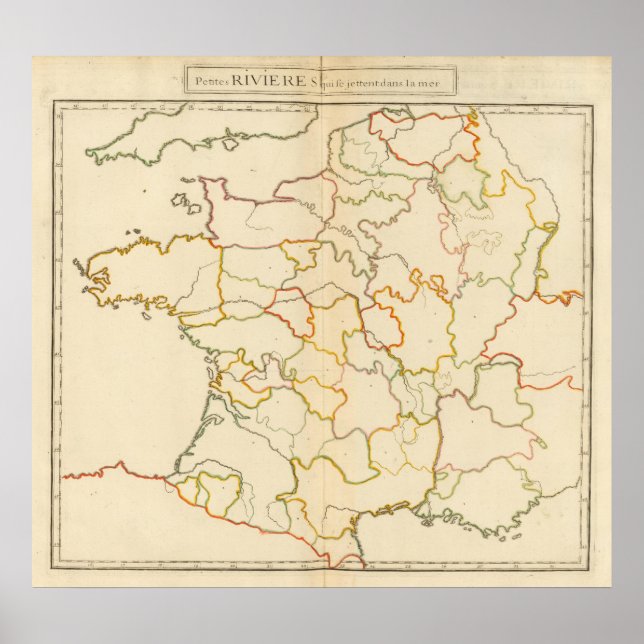 Póster Esquema de pequeños ríos franceses (Frente)