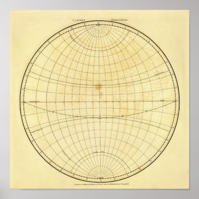 Póster Esquema del hemisferio oriental (Frente)