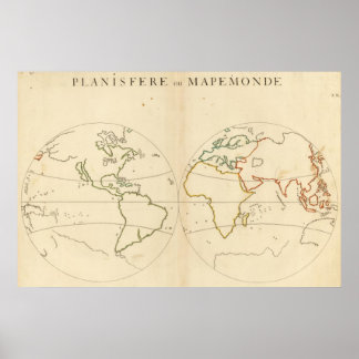 Póster Esquema del mapa mundial