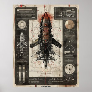 Póster Esquemas de infografía hiperreal avanzados Tech Po