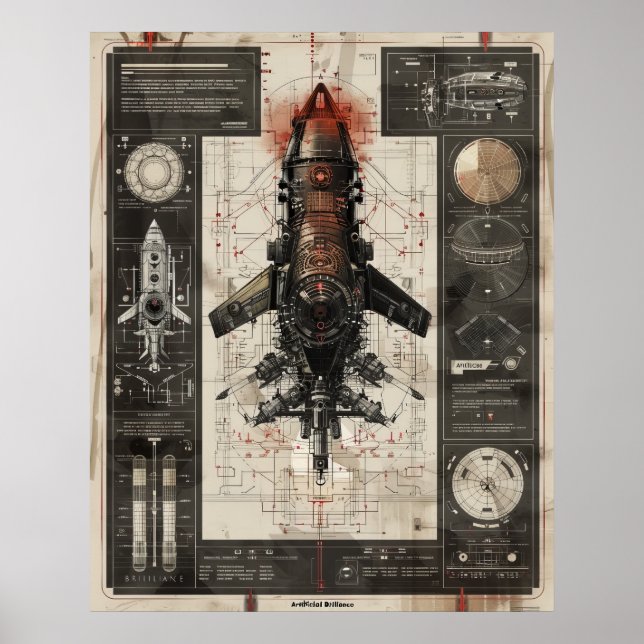 Póster Esquemas de infografía hiperreal avanzados Tech Po (Frente)