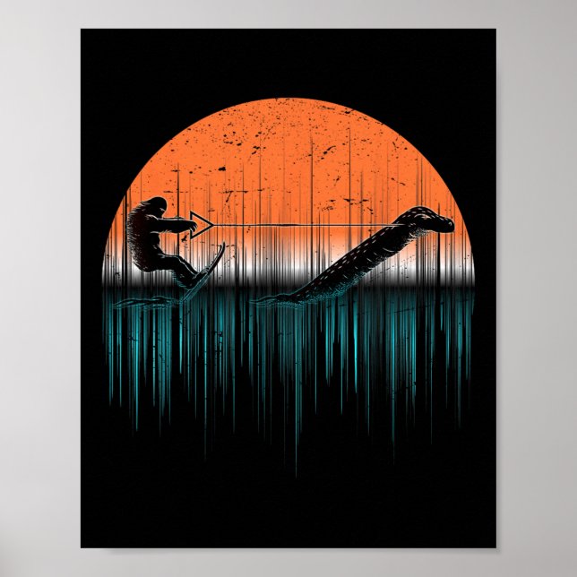 Póster Esquí acuático críptido Monstruo del lago Ness Div (Frente)