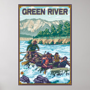 Póster Esquí acuático en balsa - Río Verde, Washington
