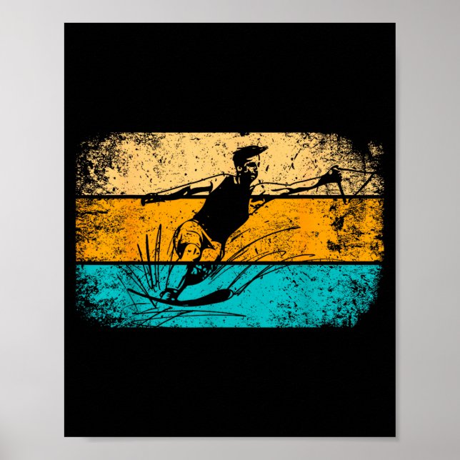 Póster Esquí acuático retro vintage (Frente)