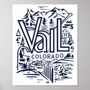 Póster Esquí al aire libre genial recuerdo vintage visita