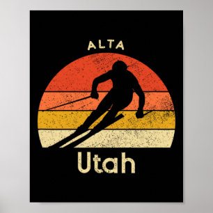Póster Esquí Antiguo Alta Utah Montaña 