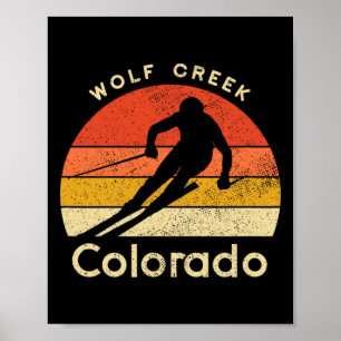 Póster Esquí Antiguo Lobo Arroyo Colorado Montaña