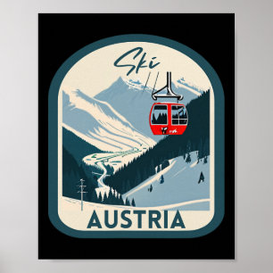 Póster Esquí Austria Retro Estilo Vintage Esquiando Austr