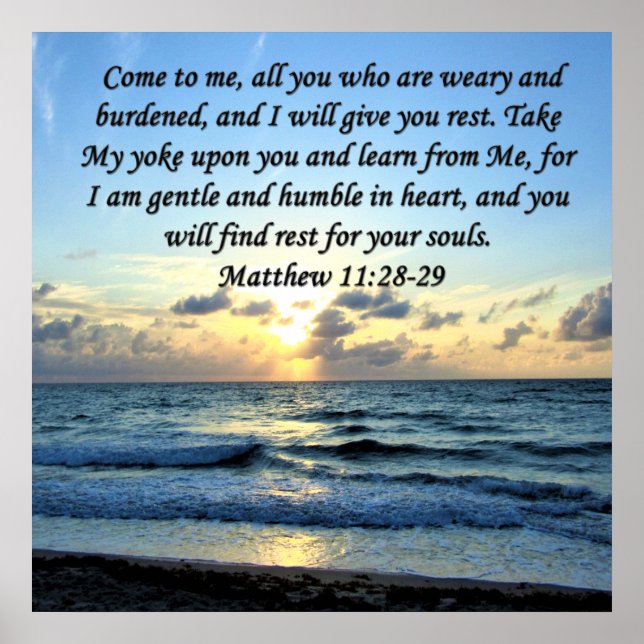 PÓSTER ESQUÍ AZUL MATTHEW 11:28 DISEÑO DE FOTOS SUNRISE (Frente)