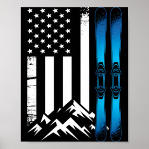 Póster Esquí bandera de EE. UU. deporte de invierno bande