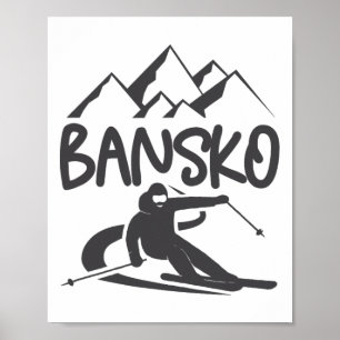 Póster Esquí Bansko Snowboard Bulgaria Resort Distres