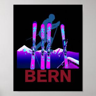 Póster Esquí Bern y Snowboard Esquí Bern Retro 90